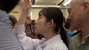 【巨乳 中出し】濃厚接吻痴● 満員電車で身動きが取れずイカされ快楽堕ち トロける舌絡めで懇願絶頂～ターゲットA子編～│ハメ魔│1hame00060